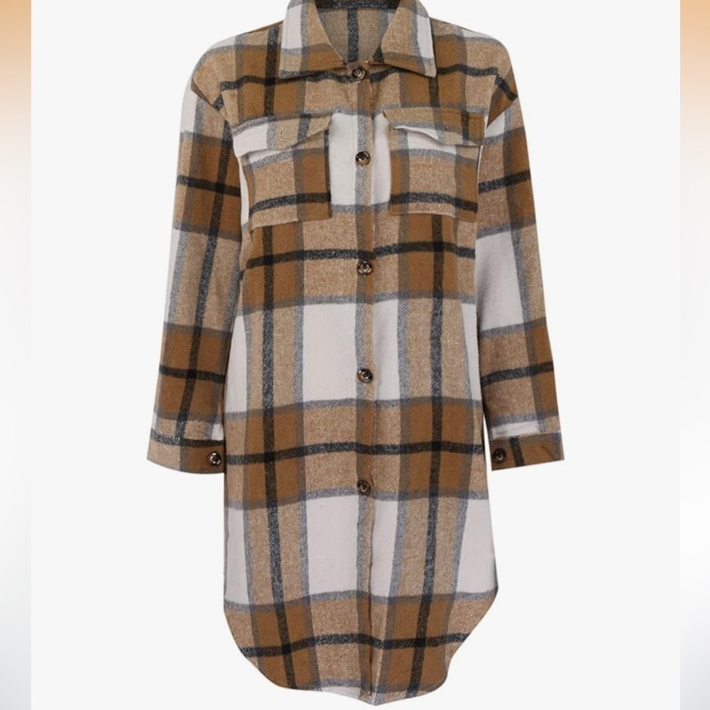 Plaid Longline Shirt Jacket